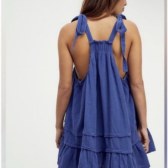 FREE PEOPLE Fleur Mini Dress Size Small in Blue - Picture 3 of 8